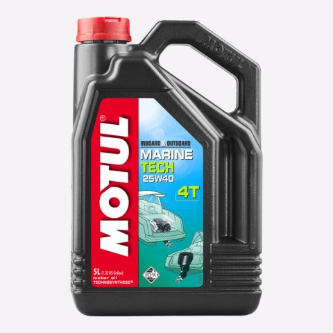 Купить масло Motul Marine TECH 4T 25W40 5L 4-х тактных бензиновых подвесных и стационарных двигателей водной техники